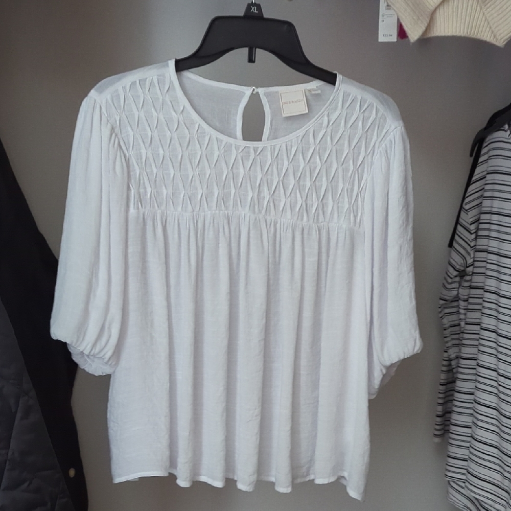 Zac & Rachel White Textured Blouse Size PXL